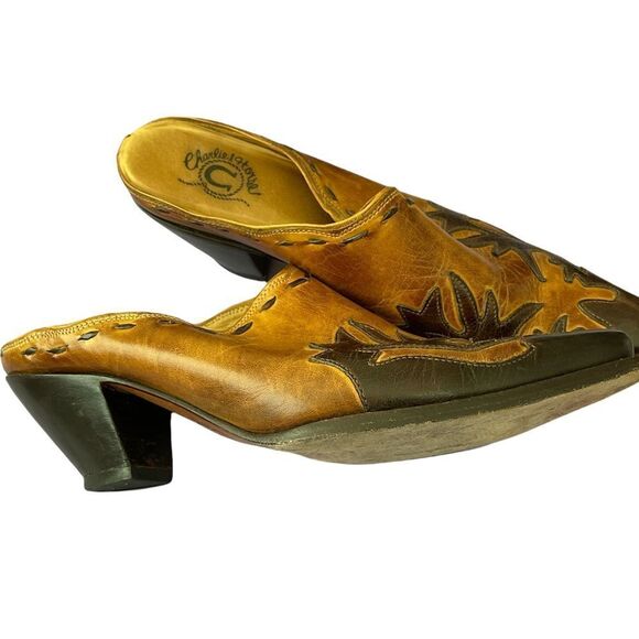 Charlie 1 Horse Tan By Lucchese Artisan Hand Crafted Western Mules/Slides - Picture 4 of 6